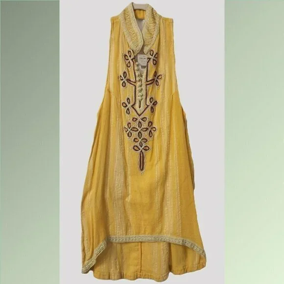 NWT Free People Tunic Top Embroidered New Romantics Yellow Large - Picture 5 of 11